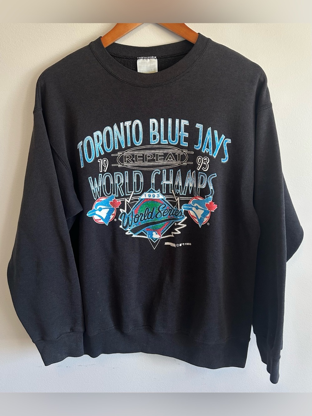 Vintage 90s Toronto Blue Jays World Champs Repeat World Series Sweatshirt Sz L